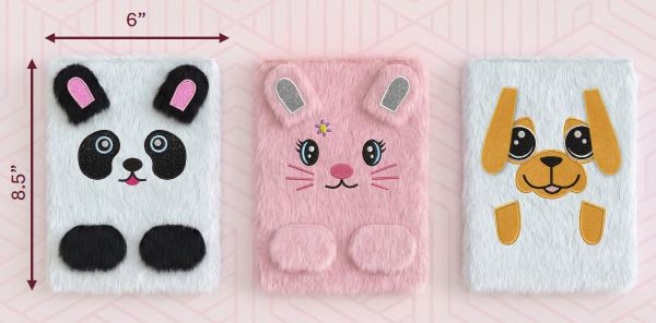 PLUSH JOURNAL ASST ANIMALS 80PG