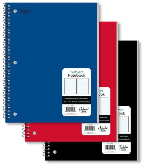 1 Subject Poly Notebook Wide Ruled 10.5