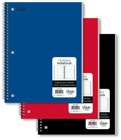 1 Subject Poly Notebook Wide Ruled 10.5" x 8" 70 Sheets