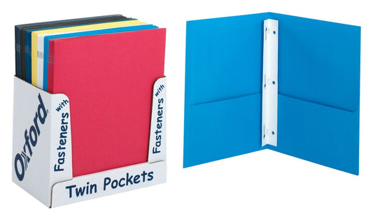 Leatherette Two Pocket Portfolio, Fasteners, Assorted Colors (Sells by Each)