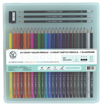 Color Pencil | 3 Sketch Pencil | 1 Sharpener | 24 count