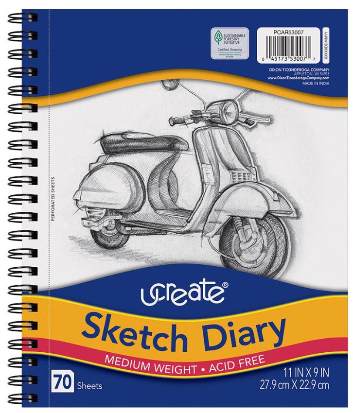 Ucreate Sketch Diary Medium Weight 11" x 9" 70 Sheet