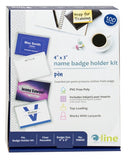 Pin Style Name Badges, Kit with inserts, clear, 4 x 3, 100/BX