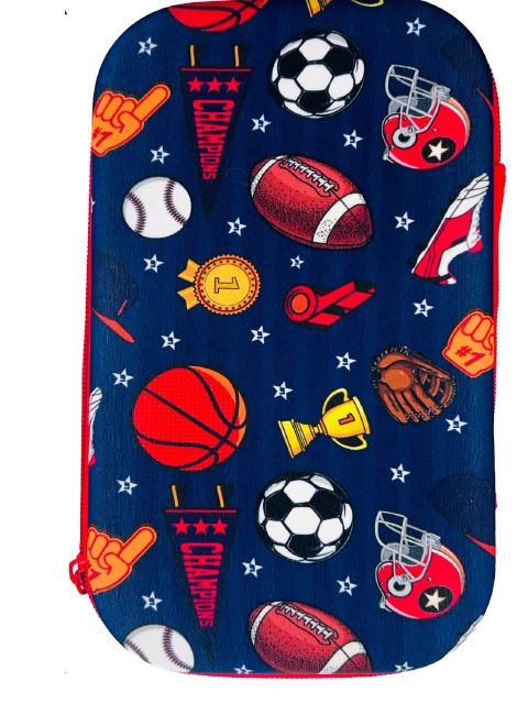 FELT SHELL PENCIL CASE-BOYS ASST SPORTS AND VIDEO GAMES