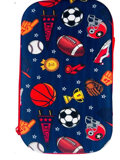FELT SHELL PENCIL CASE-BOYS ASST SPORTS AND VIDEO GAMES