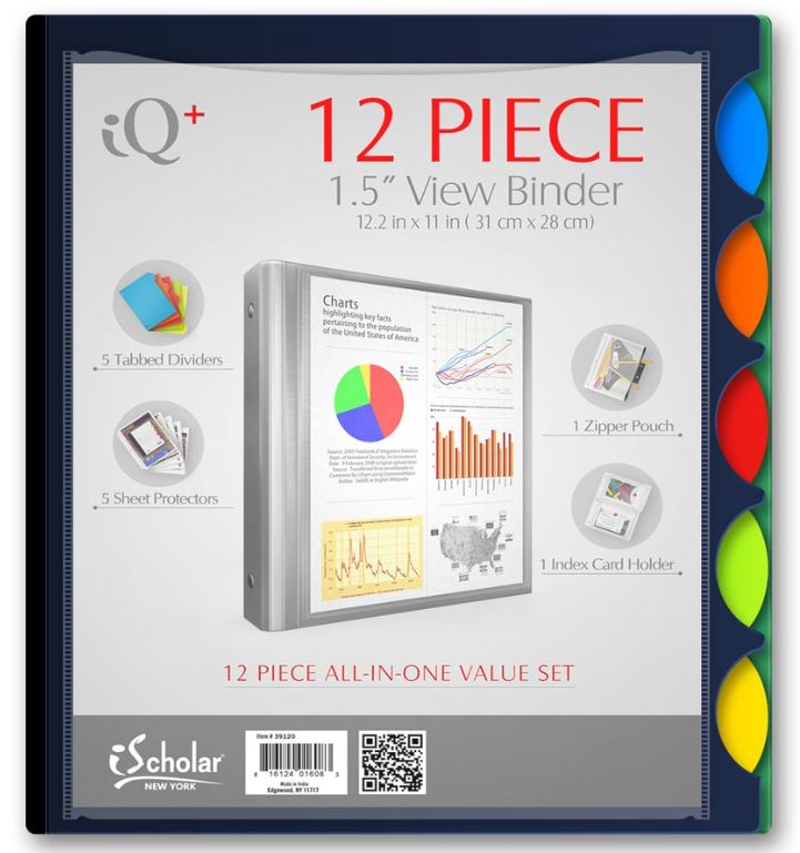 iQ+ 12 Piece 1.5" Heavyweight Poly View Binder