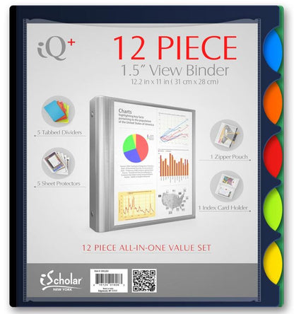 iQ+ 12 Piece 1.5" Heavyweight Poly View Binder