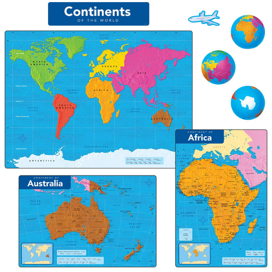 CONTINENTS OF THE WORLD LEARNING SET 18PCS