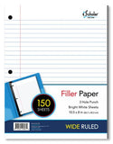 Filler Paper Wide Ruled 10.5" x 8" Pkg. 150