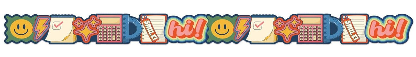 S'Cool Era School Icons Extra Wide Decorative Classroom and Bulletin Board Trim
