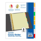 CANARY PAPER DIVIDERS W/8 INSERTABLE COLOR TABS