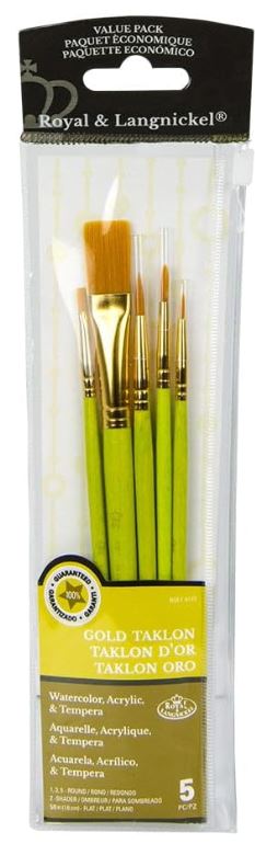 Golden Taklon Variety Brush Set Pkg. 5
