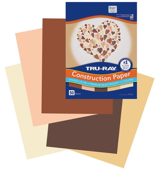 Shades Of Me Construction Paper 5 Asst. Skin Tone Colors 9" x 12" Pkg. 50