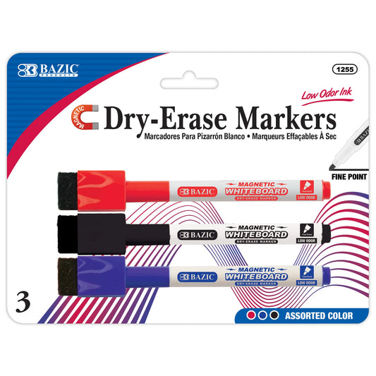 DRY ERASE MAGNETIC MARKER ASST COLOR FINE PQ.3