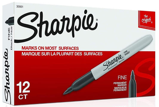 Sharpie Permanent Markers Fine Black Cj. 12