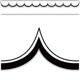 WHITE WITH BLACK SCALLOPED DIE-CUT BORDER