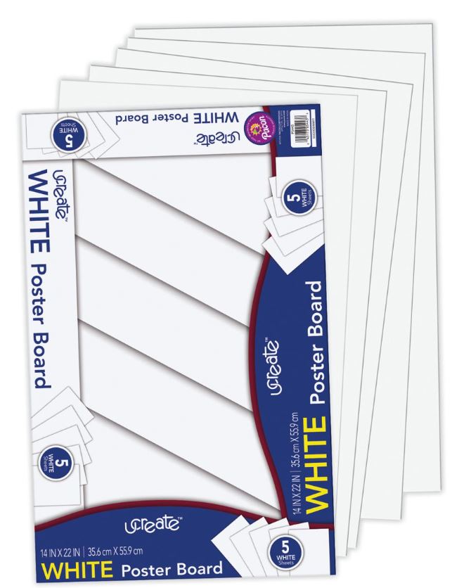 Ucreate Poster Board White 14" x 22" Pkg. 5