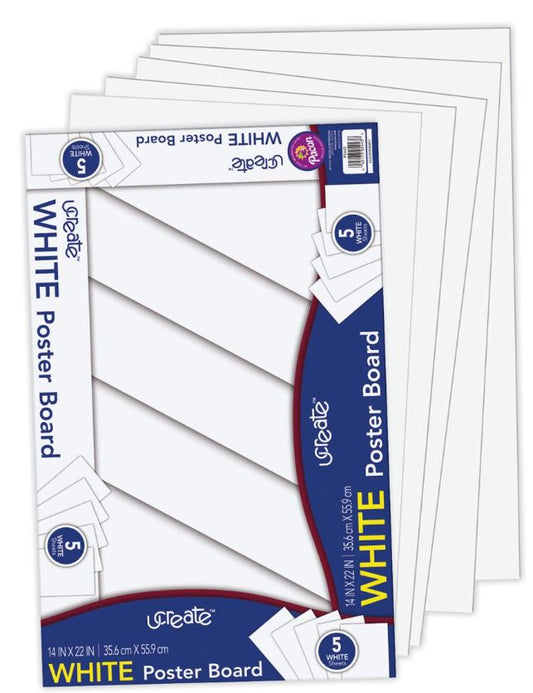 Ucreate Poster Board White 14" x 22" Pkg. 5