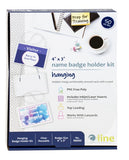Hanging Style Name Badge Kit w/White Elastic Cord, Sealed with Inserts, 4 x 3, 50/BX