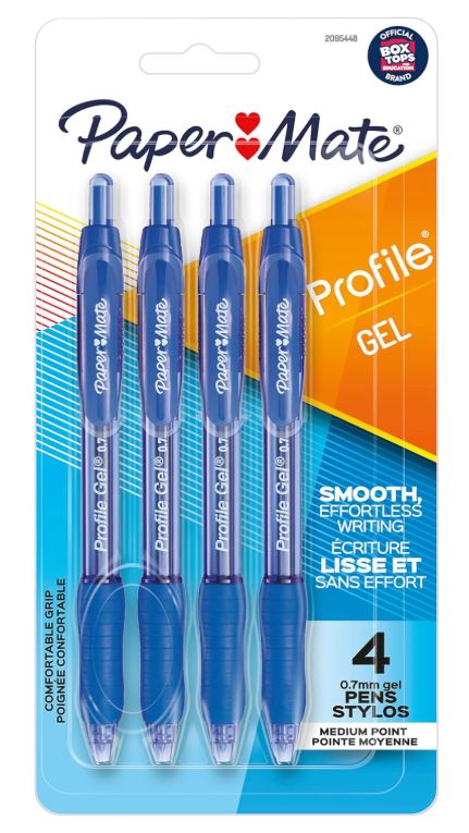 Paper Mate InkJoy Gel Pens 0.7 mm Medium Blue Pkg. 4