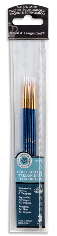 Golden Taklon Detail Brush Set Pkg. 3