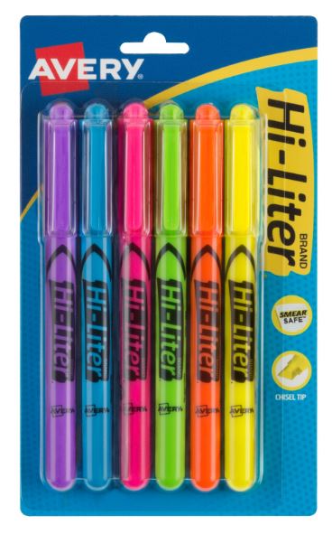 Hi-Liter Pen-Style Highlighters Assorted Color Pkg. 6