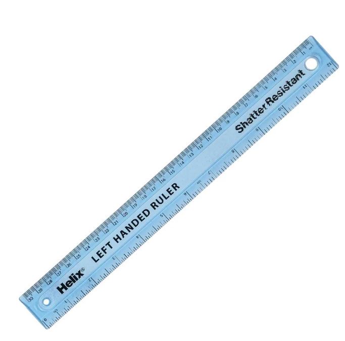 Shatter Resistant Left Handed Plastic Ruler 12" / 30cm