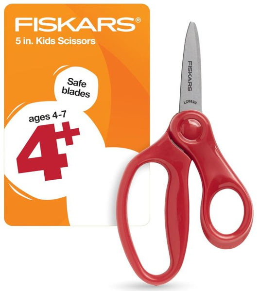 Pointed-Tip Scissors 5" for Kids Ages 4-7 Red