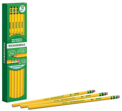 Ticonderoga Pencils #2 Medium Soft Lead Cj. 12 - JA Riollano