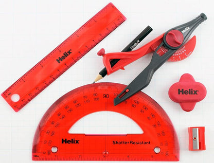 Helix Super School Kit Measuring Dimensions Assorted Colors 7 PCS