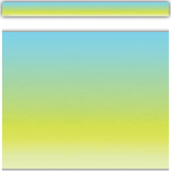 Aqua and Lime Color Wash Straight Border Trim