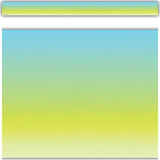 Aqua and Lime Color Wash Straight Border Trim