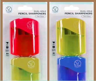 Pencil Sharpener W Size Holes | 2ct | Asst