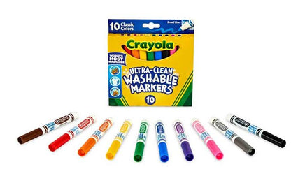 Crayola Ultra-Clean Markers, Broad Line, Classic Colors Pkg. 10