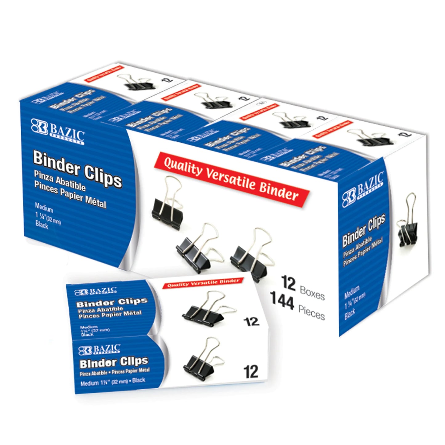 BINDER CLIPS MEDIUM 1-1/4" PQ.12