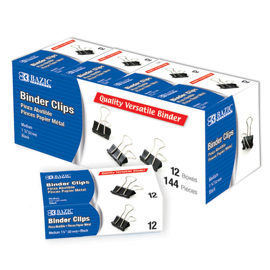 BINDER CLIPS MEDIUM 1-1/4" PQ.12