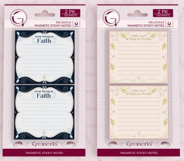 2PK MAGNETIC STICKY NOTE PAD- RELIGOUS ASST