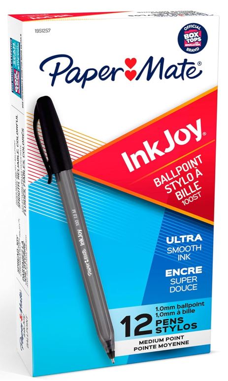 Paper Mate InkJoy 100ST Ballpoint Pens 1.0 mm Medium Black Cj. 12