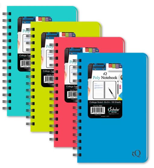 Poly Memo Book College Ruled 8" x 5" 100 Sheets