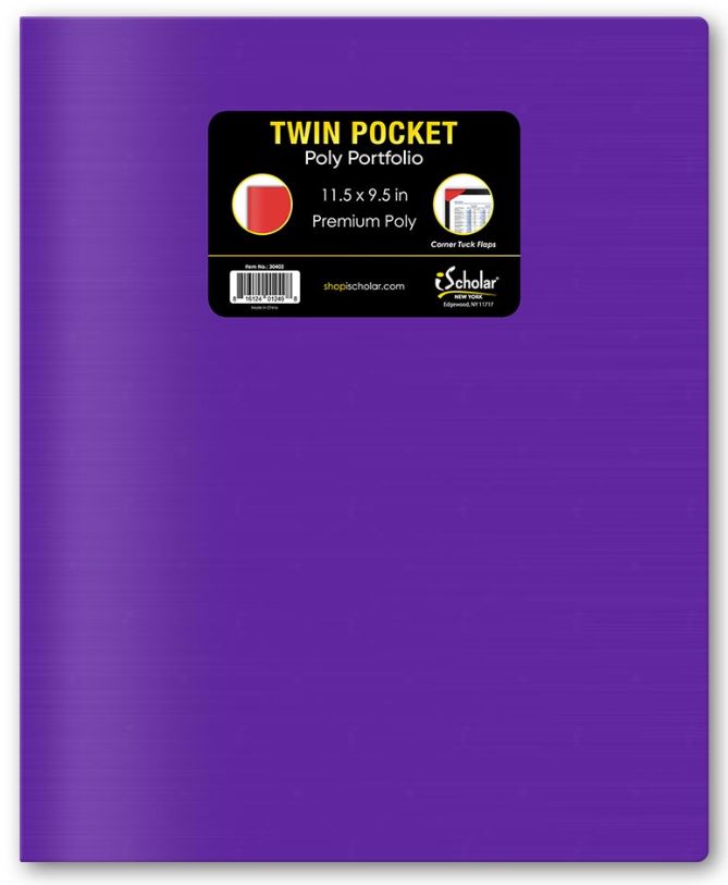 Twin Pocket Poly Portfolio No Hole Punch
