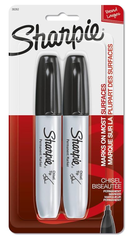 Sharpie Permanent Markers Large Chisel Tip Black Pkg. 2