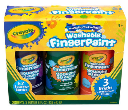 Crayola Washable Fingerpaint, Secondary Colors Pkg. 3
