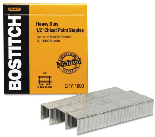 Bostitch 1/2" Heavy Duty Premium Staples Cj. 1000