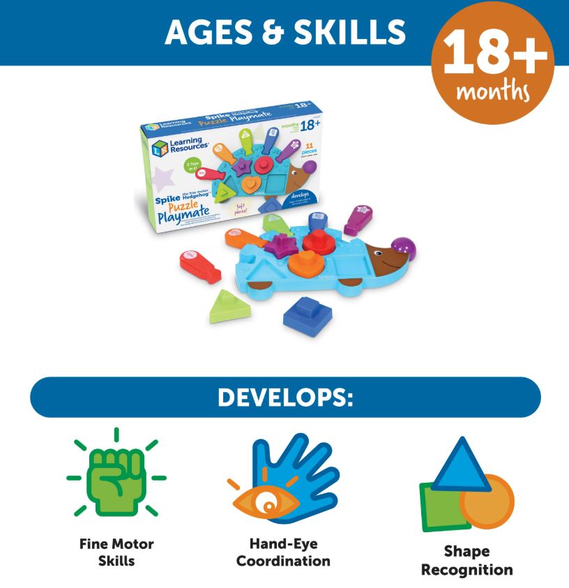 Spike the Fine Motor Hedgehog Puzzle Playmate 11 PCS