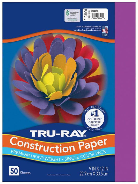 Construction Paper 50% Recycled 9" x 12" Magenta Pkg. 50
