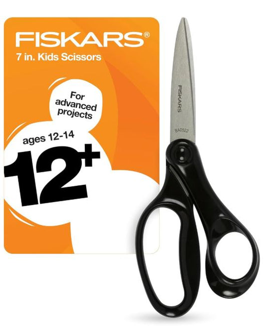 Student Scissors 7" for Kids Ages 12-14 Black