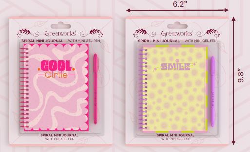 MINI SPIRAL JOURNAL W MINI PEN ASST 90SHEETS