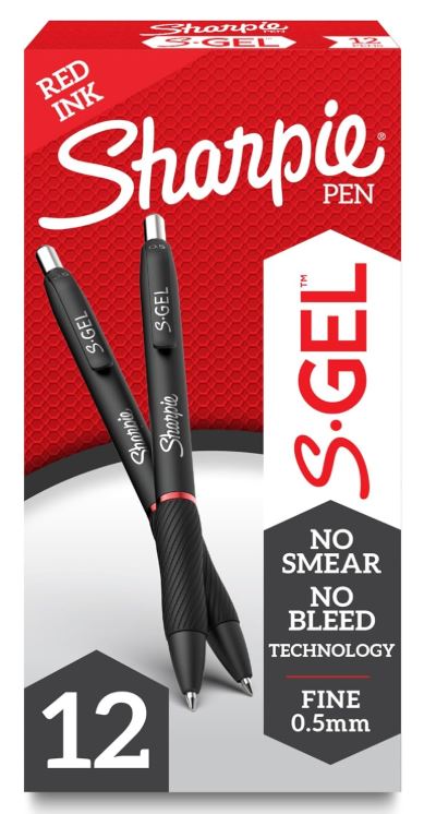 Sharpie S-Gel Pens Fine Point 0.5 mm Red Cj. 12