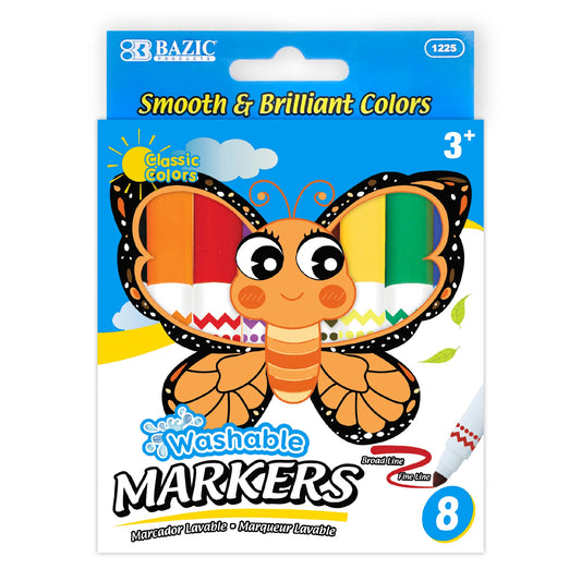 COLOR BROAD LINE JUMBO WASHABLE MARKERS PQT.8