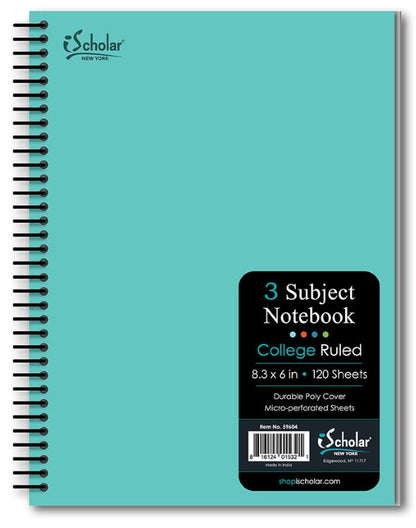 Xpression 3 Subject Poly Notebook 8.3″ x 6″ Wirebound 120 Sheet